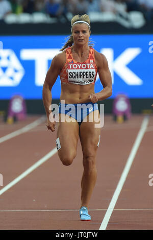 Londres, Royaume-Uni. 6e août, 2017. Dafne SCHIPPERS, Nederlands pendant 100 mètres semi finale à Londres le 6 août 2017 au 2017 es Championnats du monde d'athlétisme. Credit : Ulrik Pedersen/Alamy Live News Banque D'Images