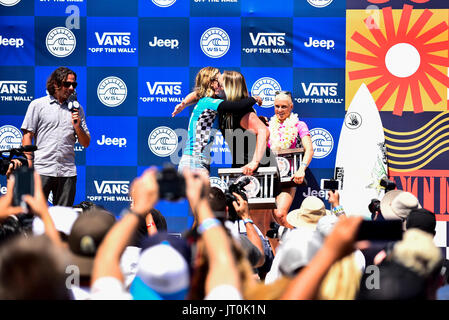 Huntington Beach, USA. 06 août, 2017. Sage Erickson (USA) remporte sa première finale CT WSL en Californie à l'US Open 2017 CARS du surf à Huntington Beach, CA. Credit : Benjamin Ginsberg/Alamy Live News. Banque D'Images