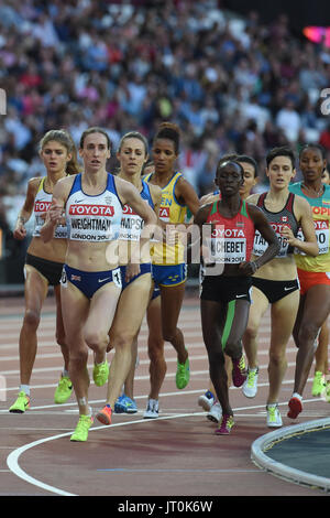 Laura WEIGHTMAN, Grande-Bretagne, en tête du peloton pendant 1500 mètres à demi-finale London Stadium à Londres le 5 août 2017 au 2017 es Championnats du monde d'athlétisme. Banque D'Images