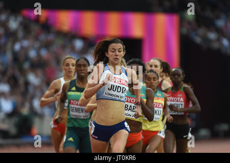 Jessica JUDD, en Grande-Bretagne, au cours de 1500 mètres de tour préliminaire au London Stadium de Londres le 4 août 2017 au 2017 es Championnats du monde d'athlétisme. Banque D'Images
