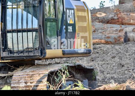 Matériel d'exploitation forestière chargeuse Caterpillar bulldozer Banque D'Images