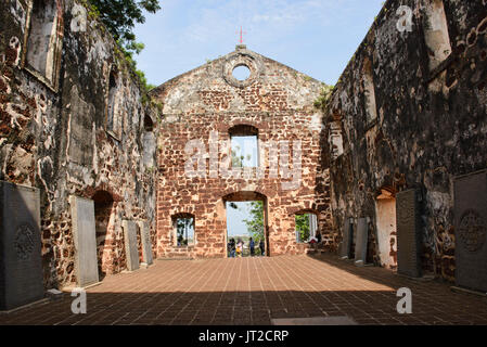 Les ruines de St Paul's Church, Malacca, Malaisie Banque D'Images