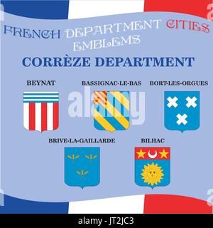 Emblèmes officiels de villes du département Corrèze Illustration de Vecteur