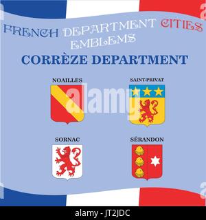 Emblèmes officiels de villes du département Corrèze Illustration de Vecteur