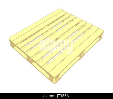 Palette en bois. Isolé sur blanc. Vector Illustration de Vecteur