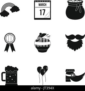 Maison de vacances St Patrick, le style simple icon set Illustration de Vecteur