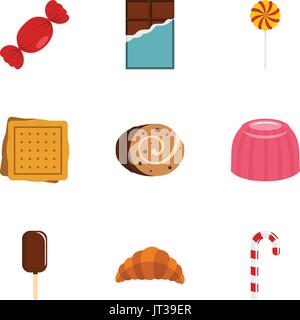 Aliment sucré style Icon Set, Télévision Illustration de Vecteur