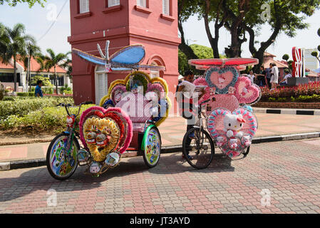 (Pousse-pousse) en trishaw Malacca au Patrimoine Mondial de l'UNESCO, la Malaisie Banque D'Images