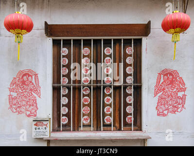 L'architecture coloniale sur la rue Jonker, Malacca, Malaisie Banque D'Images