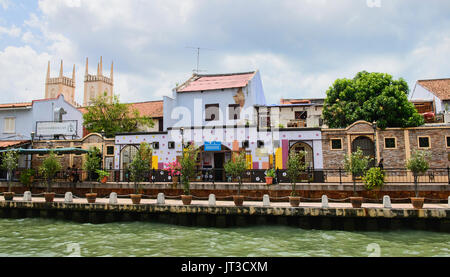 L'art de rue le long de la rivière Melaka, Malacca, Malaisie Banque D'Images