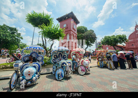 (Pousse-pousse) en trishaw Malacca au Patrimoine Mondial de l'UNESCO, la Malaisie Banque D'Images