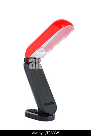 Pliage moderne lampe de bureau rouge isolé sur fond blanc. Chemin de détourage est inclus Banque D'Images