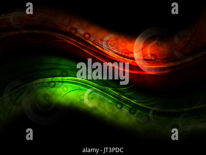 Vert et orange dark waves Banque D'Images