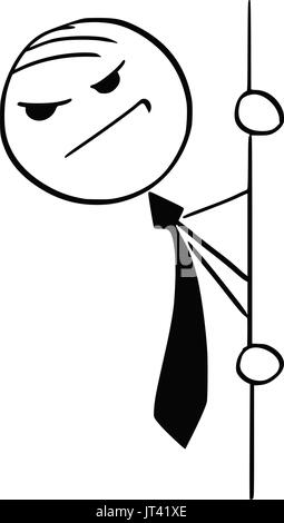 Cartoon illustration de l'homme d'affaires, greffier ou manager snooping autour ou regarder quelque chose. Illustration de Vecteur