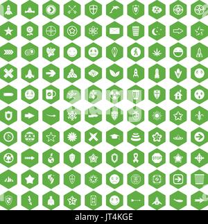 100 icônes logo vert hexagonal Illustration de Vecteur