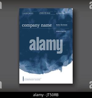 Aquarelle bleu forme explosion couvre la conception artistique. La texture fluide de la peinture décorative de couleurs différentes. Modèle à la mode vecteur vertical illustratio Illustration de Vecteur