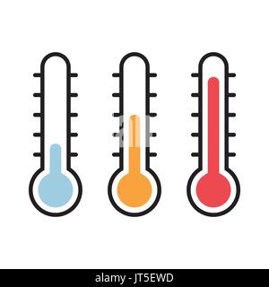 Vector Illustration de thermomètre avec les niveaux, chaudes et froides, EPS10 style plat. Illustration de Vecteur