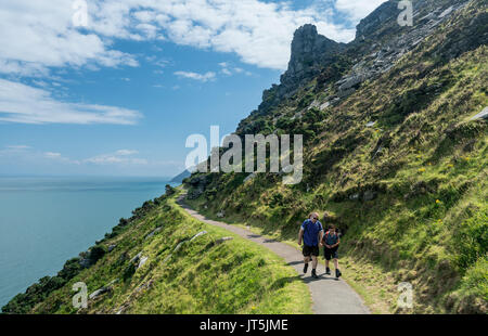 Randonneurs sur le South West Coast Path près de Lynmouth Banque D'Images