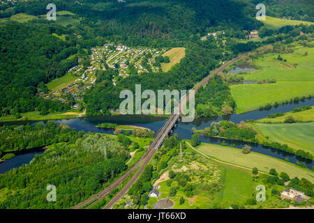 La vallée de la Ruhr, l'embouchure de la rivière Ruhr et Lenne dans Hengsteysee, photo aérienne, Hagen, Ruhr, Rhénanie du Nord-Westphalie, Allemagne Banque D'Images