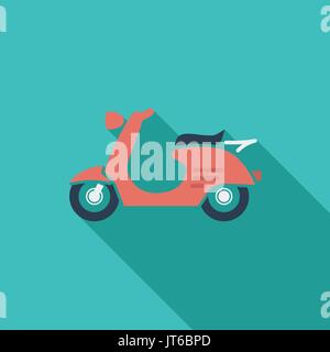 L'icône de scooter. Télévision avec l'icône des vecteur long shadow pour applications web et mobiles. Il peut être utilisé comme logo -, le pictogramme, icône, infographie elemen Illustration de Vecteur