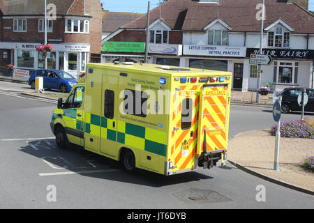 Paysage de l'arrière VUE DE TRANSFERT NÉONATAL D'AMBULANCE CÔTE SUD-EST DE L'AMBULANCE SERVICE Banque D'Images