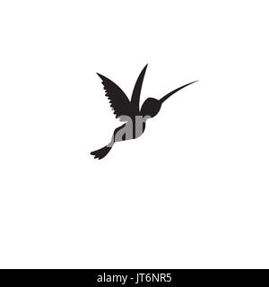 Signe vecteur silhouette d'un colibri sur fond blanc Illustration de Vecteur