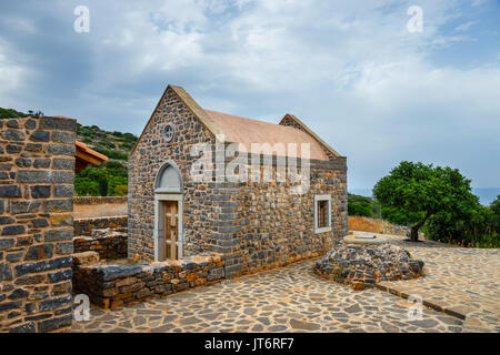Basilique chrétienne Poros sur Kalydon Elounda Peninsula, Crète, Grèce Banque D'Images