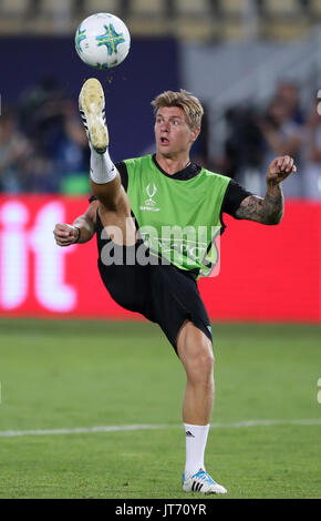 Toni Kroos du Real Madrid au cours de la session de formation à la Philip II Arena, Skopje, Macédoine. ASSOCIATION DE PRESSE Photo. Photo date : lundi 7 août 2017. Le Real Madrid face à Manchester United en la Super Cup demain soir. Voir l'ACTIVITÉ DE SOCCER histoire Real Madrid. Crédit photo doit se lire : Nick Potts/PA Wire. RESTRICTIONS : usage éditorial uniquement, pas d'utilisation commerciale sans autorisation préalable. Banque D'Images