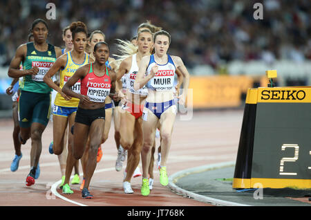 Grande-bretagne Laura Muir participe à la finale du 1 500 m femmes pendant quatre jours des Championnats du monde IAAF 2017 à la London Stadium. ASSOCIATION DE PRESSE Photo. Photo date : lundi 7 août 2017. Voir l'histoire du monde d'ATHLÉTISME PA. Crédit photo doit se lire : Martin Rickett/PA Wire. RESTRICTIONS : un usage éditorial uniquement. Pas de transmission de sons ou d'images en mouvement et pas de simulation vidéo. Banque D'Images