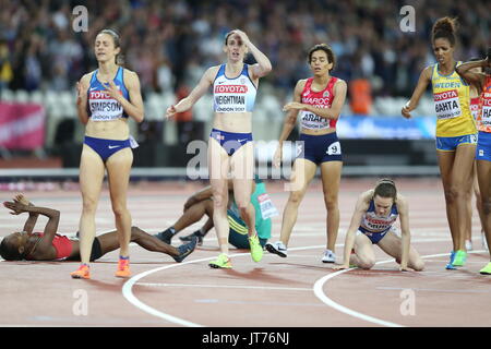 Grande-bretagne Laura Weightman après la finale du 1 500 m femmes pendant quatre jours des Championnats du monde IAAF 2017 à la London Stadium. Banque D'Images