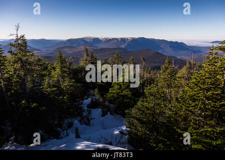 Vue de haut d'un chemin de randonnée dans la forêt de la montagne de Richardson au Québec, Canada Banque D'Images