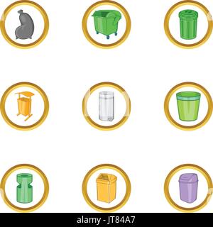 Business icon set poubelle, cartoon style Illustration de Vecteur