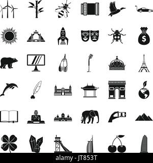 Monde icons set, le style simple Illustration de Vecteur