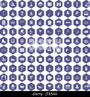 100 icônes d'Hexagon purple Illustration de Vecteur