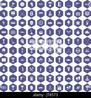 100 icônes prix violet hexagonale Illustration de Vecteur