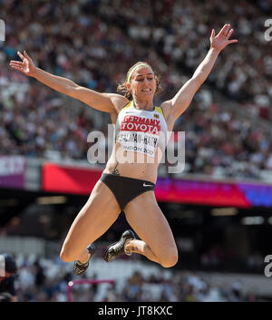 Londres, Grossbritannien. Le 06 août, 2017. Claudia SALMAN-Rath, Deutschland, action, Weitsprung Siebenkampf, am 06.08.2017 Leichtathletik Weltmeisterschaft 2017 à Londres/ Grossbritannien, vom 04.08. - 13.08.2017. | Verwendung weltweit Credit : dpa/Alamy Live News Banque D'Images