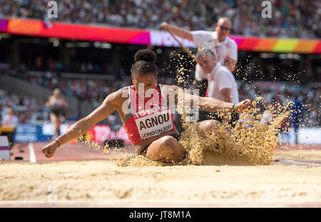 Londres, Grossbritannien. Le 06 août, 2017. Caroline Agnou, SUI, Aktion. Weitsprung Siebenkampf, am 06.08.2017 Leichtathletik Weltmeisterschaft 2017 à Londres/ Grossbritannien, vom 04.08. - 13.08.2017. | Verwendung weltweit Credit : dpa/Alamy Live News Banque D'Images