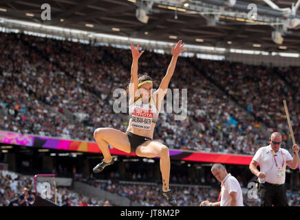 Londres, Grossbritannien. Le 06 août, 2017. Claudia SALMAN-Rath, Deutschland, action, Weitsprung Siebenkampf, am 06.08.2017 Leichtathletik Weltmeisterschaft 2017 à Londres/ Grossbritannien, vom 04.08. - 13.08.2017. | Verwendung weltweit Credit : dpa/Alamy Live News Banque D'Images