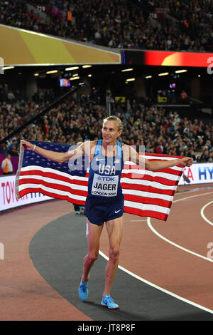 Londres, Royaume-Uni. 8e août, 2017. Es Championnats du monde. Jour 5. 3000 mètres steeple, les hommes. Finale. Evan Jager (USA) Crédit : Matthieu Chattle/Alamy Live News Banque D'Images