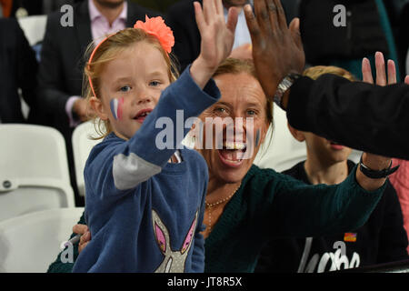 Londres, Royaume-Uni. 8e août, 2017. Es Championnats du monde. Jour 5. Les partisans français. Crédit : Matthieu Chattle/Alamy Live News Banque D'Images