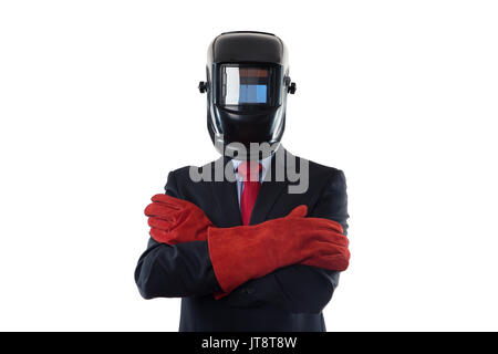 L'homme d'affaires portant un masque de soudage Banque D'Images