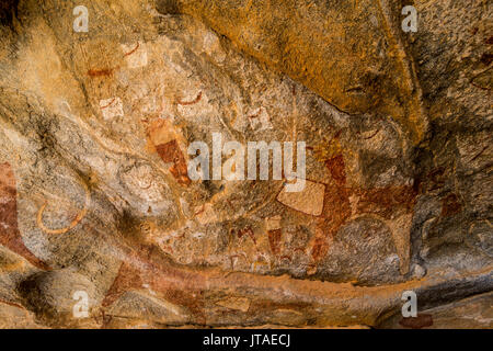 Peintures rupestres dans les grottes de Geel Lass, le Somaliland, la Somalie, l'Afrique Banque D'Images