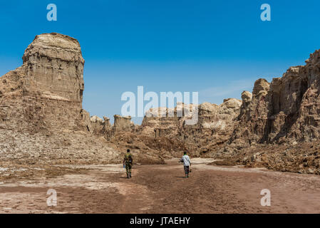 Dans des formations de grès, Dallol hottest place sur terre, dépression Danakil, l'Éthiopie, l'Afrique Banque D'Images