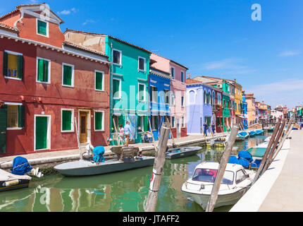 Fishermens cottages aux couleurs vives sur l'île de Burano, dans la lagune de Venise (lagune de Venise), Venise, UNESCO World Heritage Site, Veneto, Itali Banque D'Images