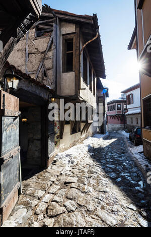 Dans les rues pavées de la vieille ville, Plovdiv, Bulgarie, Europe Banque D'Images