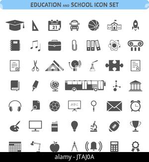 L'école et l'éducation icon set Illustration de Vecteur