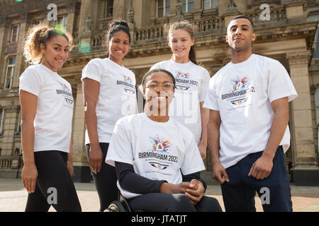 Cinq athlètes soutenant la candidature aux Jeux du Commonwealth 2022 Birmingham Banque D'Images