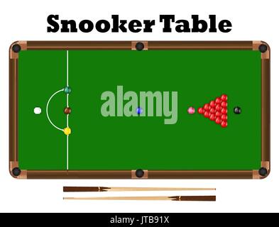 Vue supérieure de la boule de billard sur une table de billard vector Illustration de Vecteur