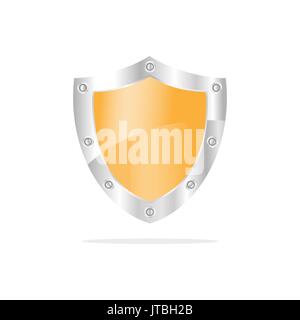 Bouclier de sécurité jaune 3D sur un fond blanc Illustration de Vecteur