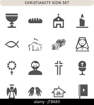 Le christianisme icons set sur fond blanc Illustration de Vecteur